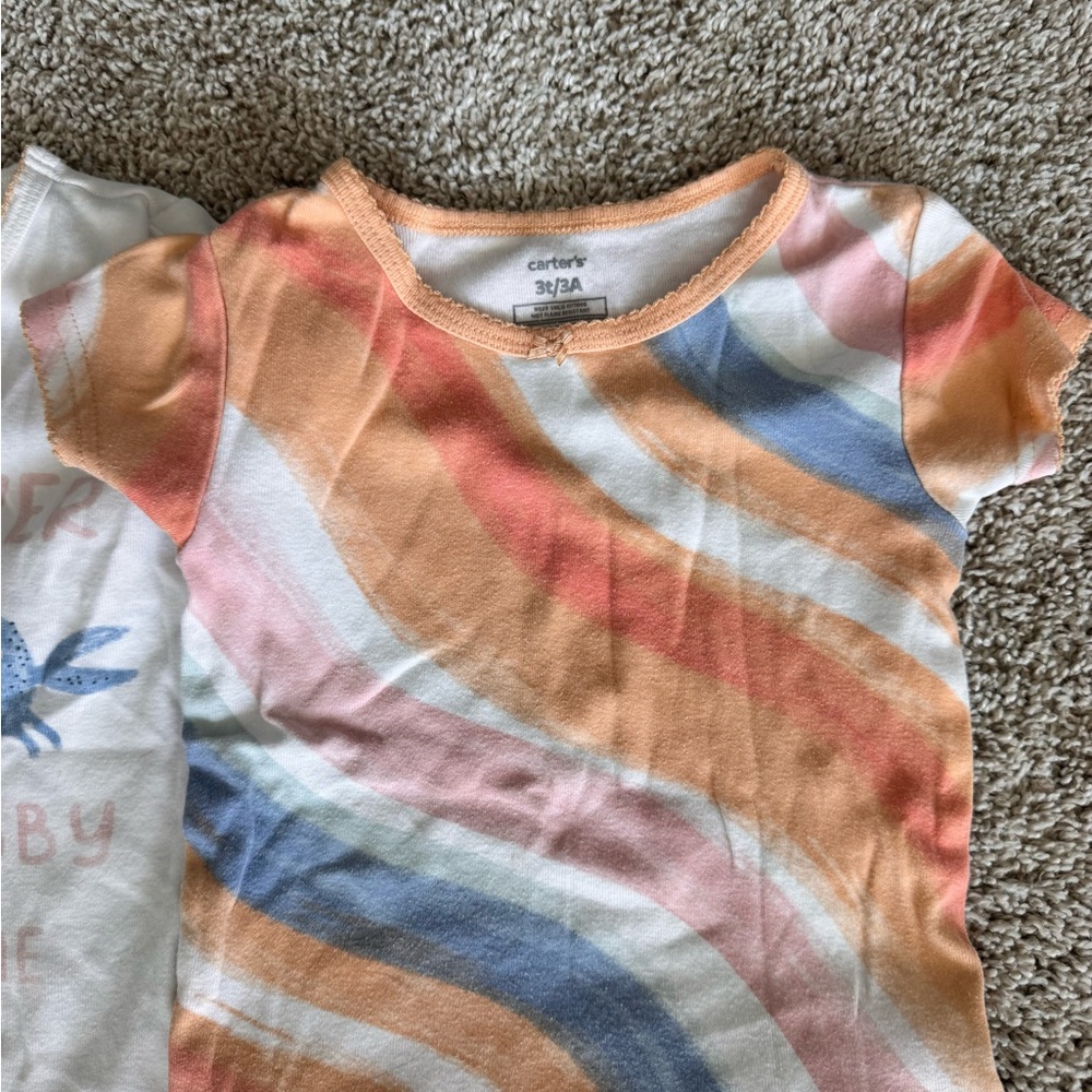 Carters Toddler Pajamas Bundle Shorts Tshirt Crab Rainbow Sleepwear Set size 3T - Picture 6 of 10